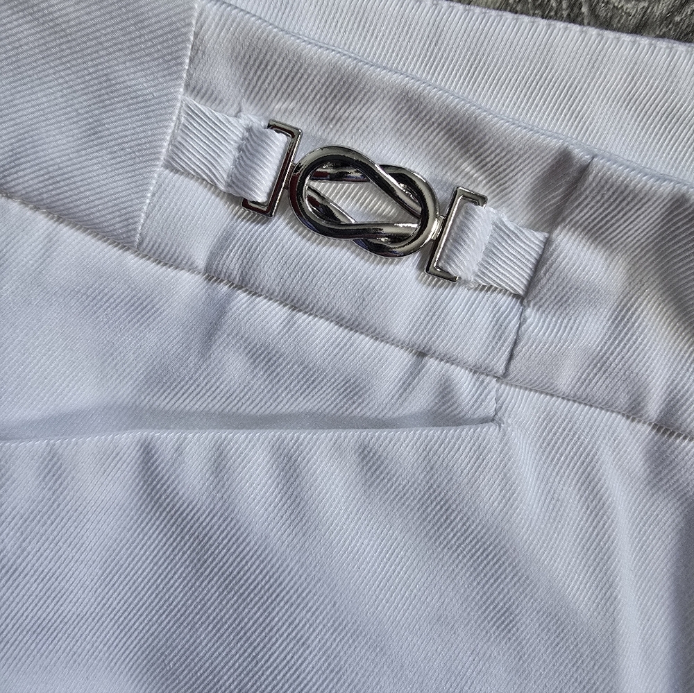 Women's White Pants 7th Avenue Suiting Collection Size 12 Petite Silver Details - Picture 4 of 4